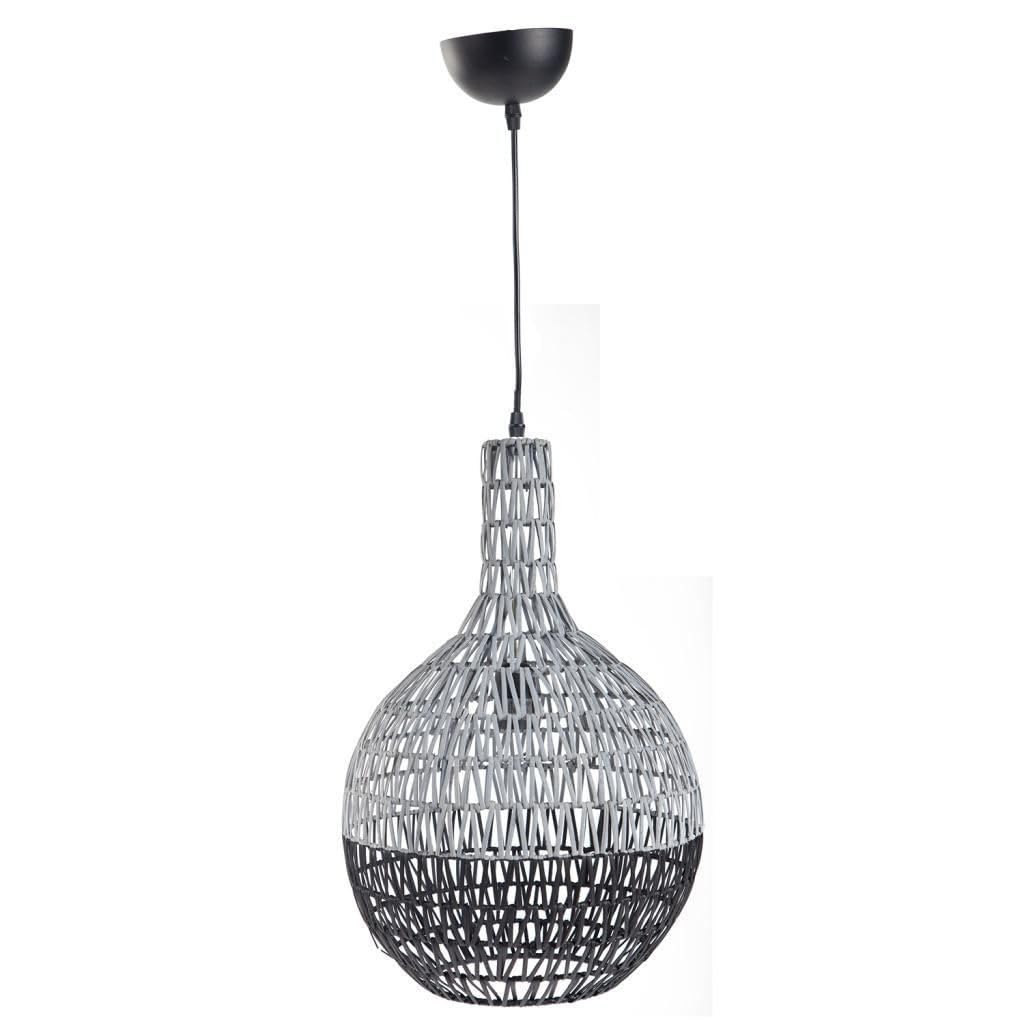 Lustre en métal et rotin tressé main luminaire haut de gamme salon