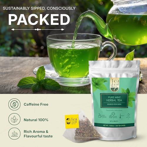 Image of Pure Mint Herbal Tea (200 gm /7 oz), Natural Herbal Infusion, 100 Tea Bags