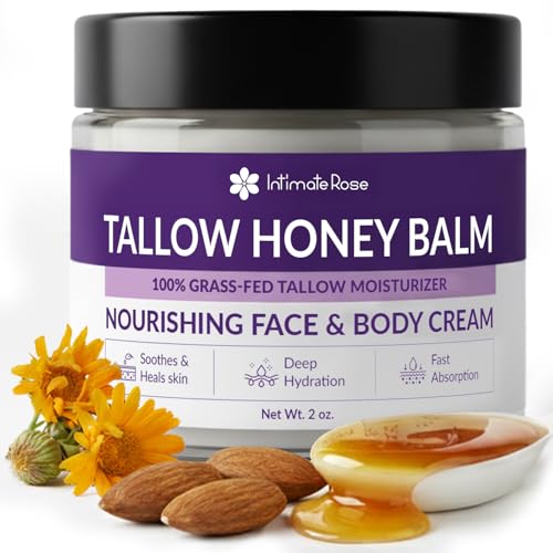 Image of Whipped Tallow and Honey Balm for Face & Body - 100% Grass Fed Beef Tallow Balm Only 5-Ingredients No Scent with Organic Honey & Calendula - Natural Moisturizer for Dry Sensitive Skin - Unscented, 2oz