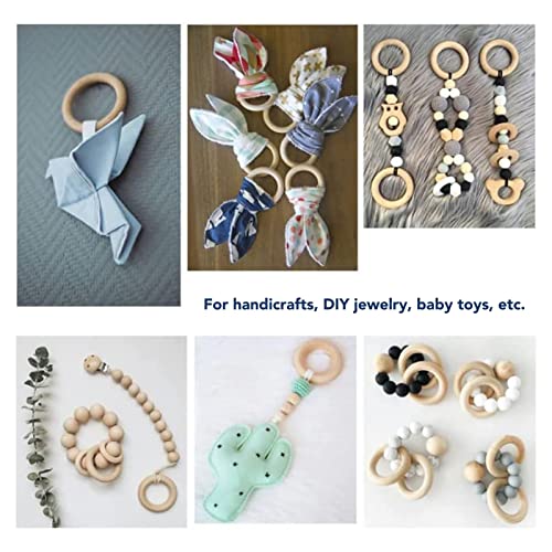 Anillos de madera para manualidades, colgante circular de madera de haya de 5,5 cm 4