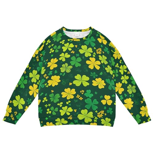 JUNZAN St.patrick Green Shamrocks Kids Girls Sweatshirt Hoodie Long Sleeve Hoodie for Boys Athletic 4T