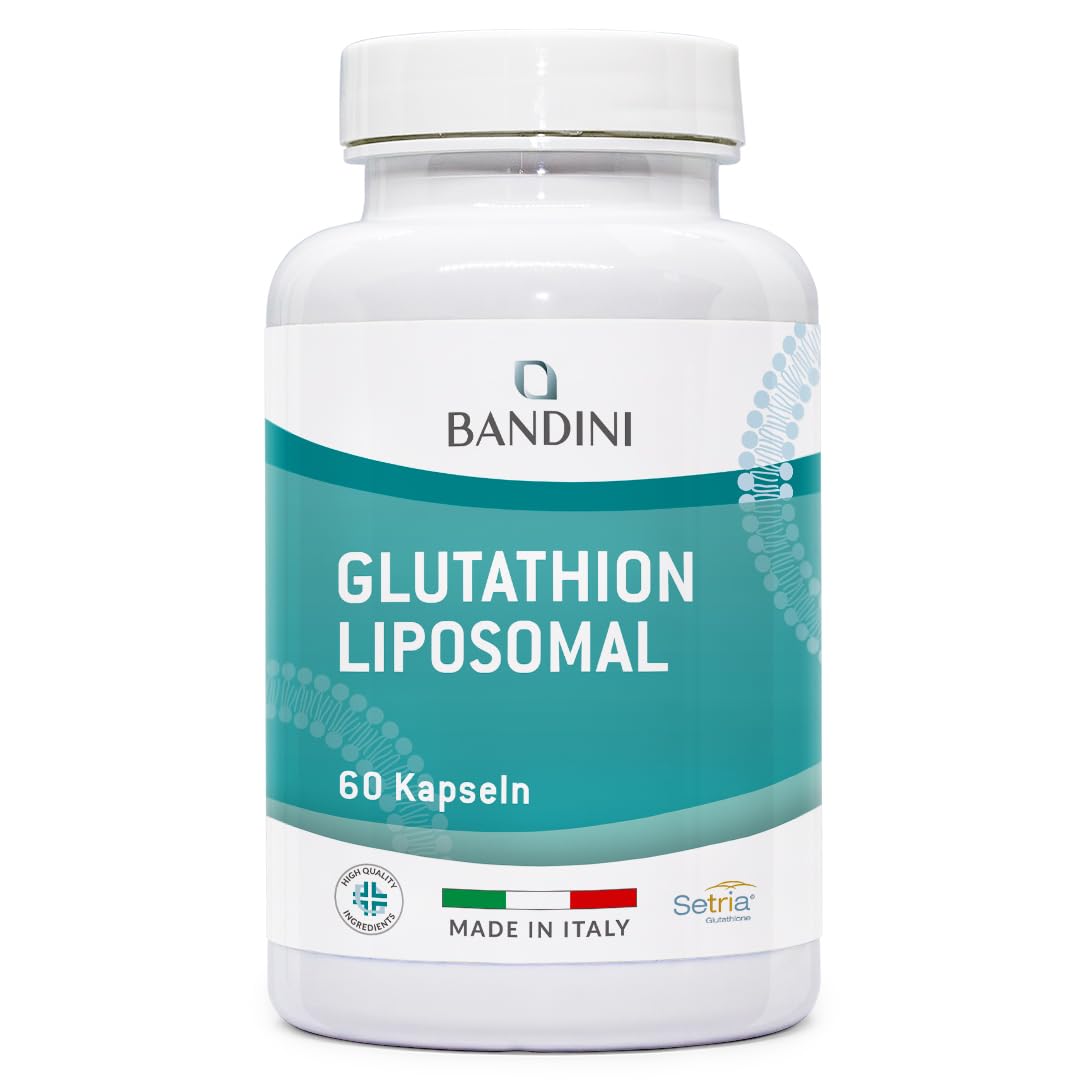 Bandini® Liposomales Glutathion 250 mg pro Kapsel | L-Glutathion Setria® Tripeptid: Glutaminsäure, Cystein, Glycin | Antioxidans, Immunsystem, Leber | 60 Kapseln | 1 Kapsel/Tag für 2 Monate Versorgung