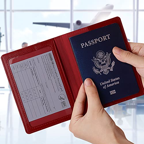 Image of TIGARI Passport Holder for Travel Women Men, Valentines Day Gifts PU Leather Wallet Cover Case Sleeve, Waterproof Protected Document Organizer, Vacation Plane Cruise Travel Essentials