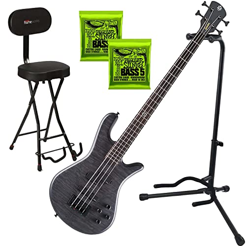 Spector NS Pulse II 4 Bass Guitar – Black Stain Matte, (2) EBall 2836, Gator SEAT and Stand Bundle