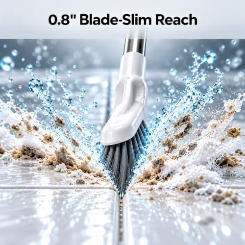 Multifunctional Extendable Long Handle Floor Scrub Brush, Curved Toilet Brush Head, 15.16"-45.28" Stainless Steel Handle, Detachable Bathroom Cleaning Brush-1PC — 사진 6