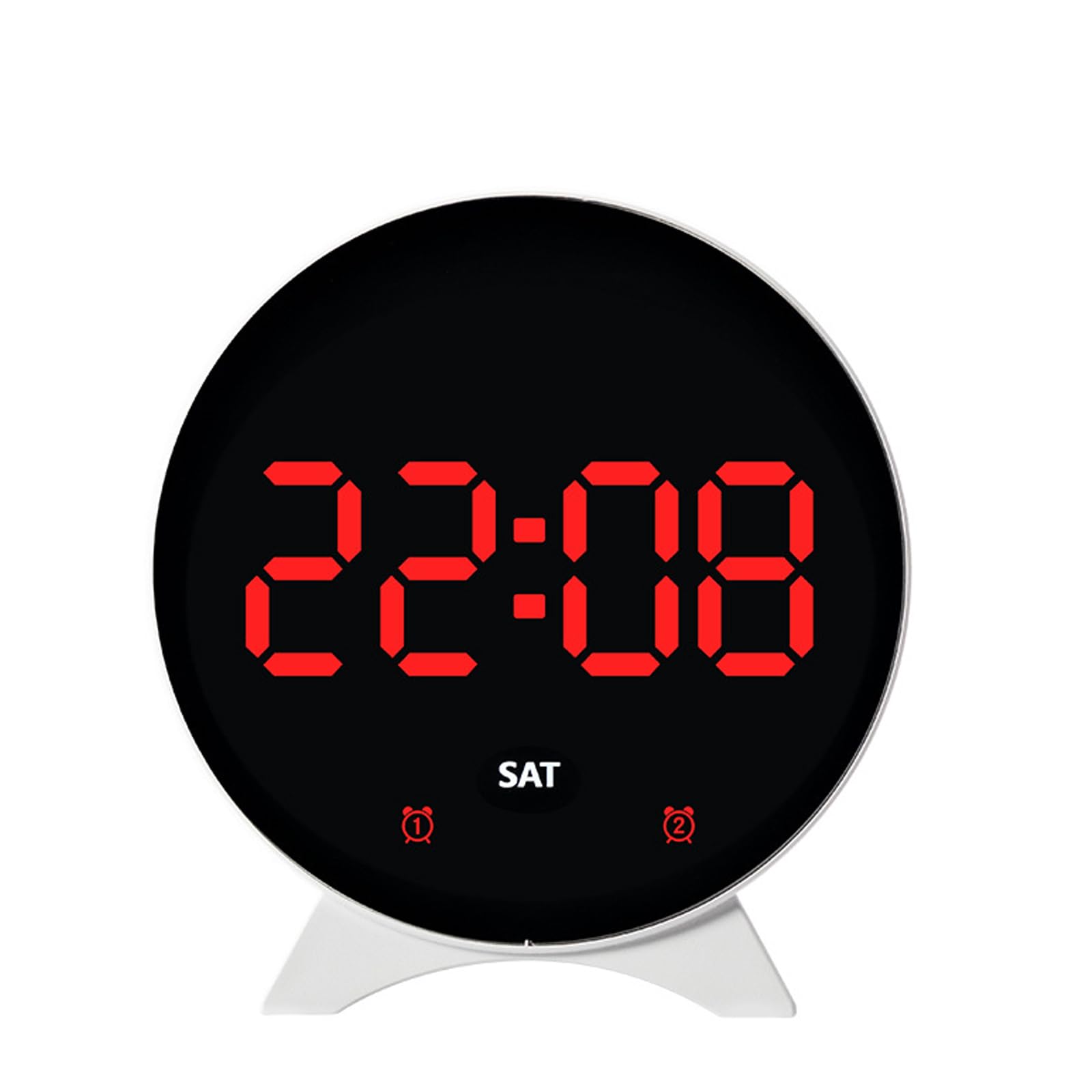 Tfaoys White Shell Red Ligh Multifunction Alarm Clock With Large Led Display Environmental Monitored Feature House Decors Customizable Alarm Toning Clock