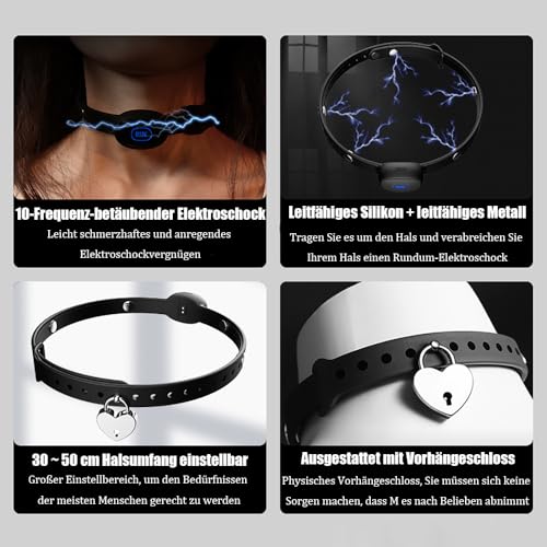 NAIXBTY SM Elektrische Schock Kragen Einstellbar Fetisch APP Control Kragen Paare Flirt Cosplay BDSM Hals Elektrische Schock Slave Kragen Für Männer Frauen Paare Spiel Halsband Schloss Halsbänder