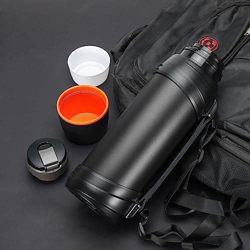OKADI 85oz Large Coffee Thermoses for Travel - Insulated Water Jug Classic Vacuum Bottle with Plastic Cup - Stainless Steel Thermos for Hiking Fishing