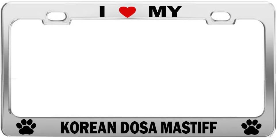 I HEART MY KOREAN DOSA MASTIFF Dog Cat Breed Gift Metal License Plate Frame