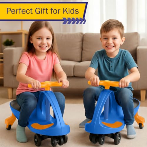 Image of Wiggle Car - Ride on Toy for Ages 3 and Up - Toddler Ride on Toys with no Batteries, Gears, or Pedals Just Twist, Wiggle, and Go by Lil' Rider (Blue and Orange)