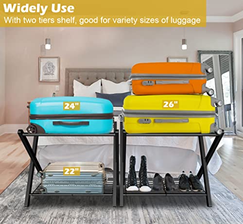 mocomax-1-Pack-Folding-Luggage-Rack-for-Guest-Room-Foldable-Suitcase-Stand-Holder-with-Metal-Storage-Shelf-for-Bedroom-Living-Room-Hotel-Essentials-Heavy-Duty-Steel-Frame-Black