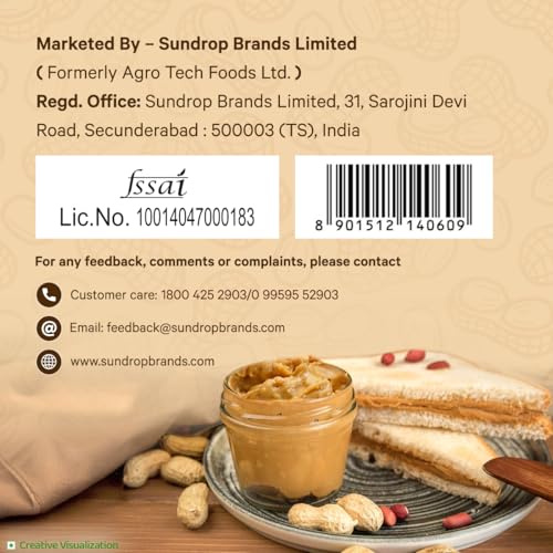 Image of Sundrop Peanut Butter with Honey | Crunchy | 462 grams | With 23% Protein | 7% Dietary Fibre | Premium Roasted Peanuts | No Preservatives | Great Value Per Gram of Protein