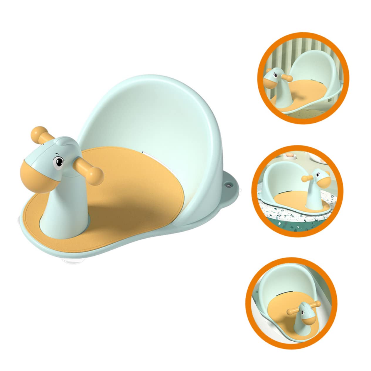 Veemoon Silla De Bañera Para Niño Base Antideslizante y Ventosas, Asiento Portátil Apoyabrazos Extraíbles, Color Azul Claro, Diseño Seguro Para Recién Nacidos y Niños Pequeños El Baño