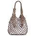 ZANGAO Frauen Handtaschen Mesh-Seilnetztaschen Ins Chic Summer Beach Taschen Cotton aushöhlen Basket Composite-Beutel-Freizeit-Stroh-Beutel for Mädchen (Color : Khaki)