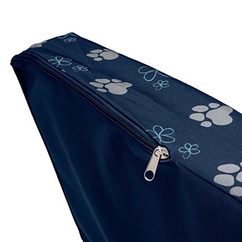Image of Furhaven Water-Resistant Pillow Dog Bed for Small Dogs w / Removable Washable Cover - Indoor & Outdoor Garden Print Mattress - Lapis Blue, Small