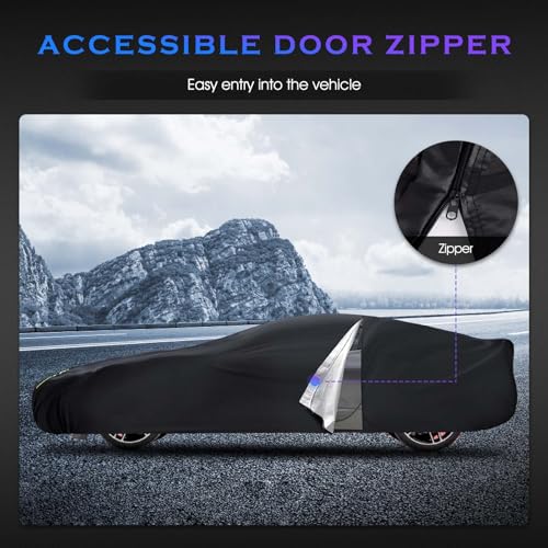 Image of Car Cover Custom Fit for Chevrolet Corvette C4 C5 C6 C7 C8 1980-2026, 6 Layers Truck Cover Waterproof All Weather for Automobiles,Outdoor Full Exterior Cover,Black（Not Include Mirror Pocket）