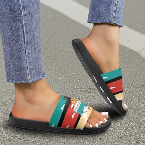 Slide Sandals for Women Men Waterproof Shower Slides with Slip Resistant Sole Summer Quick Dry Beach Pool Slippers Sizes 5-124