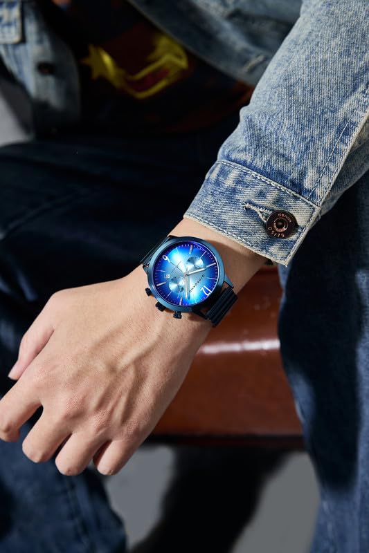 Image of Giordano Analog Chronograph Watch for Men - Round Dial, Date Display Function, Quartz Movement, Water Resistant, Stainless Steel Case & Strap - GZ-50153
