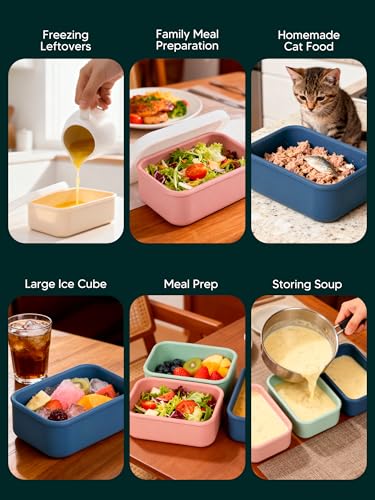 Image of 8 PCS 2 Cup Silicone Freezer Molds with Lid, Meal Prep Freezer Molds