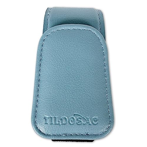 Image of TILDOSAC Sunglasses Holder for Car Visor, Leather Magnetic Sunglass Holder for Car with Clip, Blue