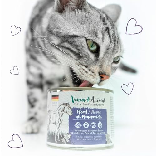 Venandi Animal - Premium Nassfutter für Katzen - Pferd als Monoprotein 12er Pack (12 x 125 g), getreidefrei, Monoprotein