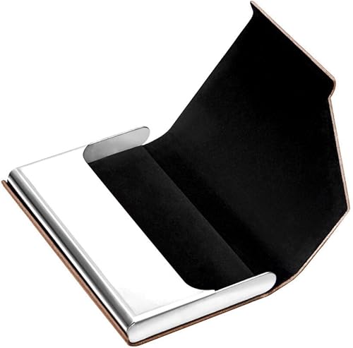 Miniatura 6 de Estuche para tarjetas de presentación, de lujo, de piel y acero inoxidable, multitarjeta, tarjetas de crédito, identificación, para hombres y