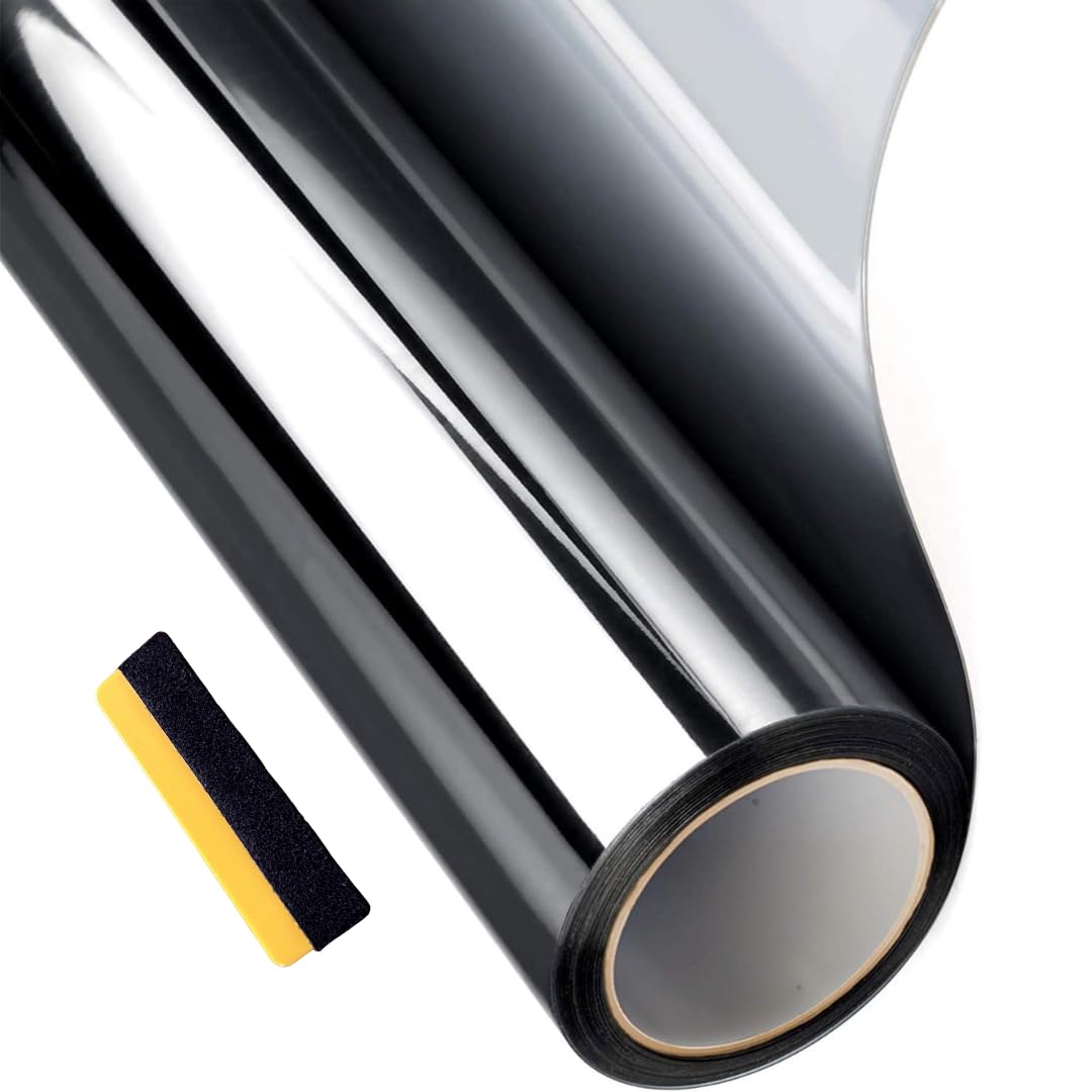 Vepagoo Pellicola Oscurante Per Auto 35% VLT - 305x50cm, 2 Strati, Nero Fumè, Protezione UV/IR, Anti-Riflesso, Privacy Unidirezionale, Facile Installazione Fai-Da-Te