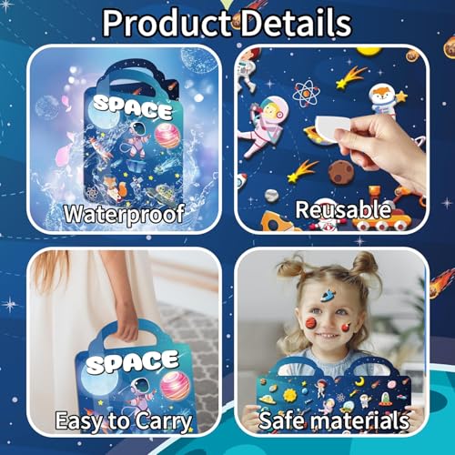 Kalysky 6 Pack Reusable Sticker Book for Kids 2 3 4 Year Olds, 300+ 3D Puffy Sticker Books for Toddlers, Stickers Activity Pack Learning Toy Birthday Gifts for Boys Girls