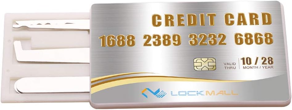 Credit Card Style Lock Pick Set, Locksmith Tools Lock Pick for Training Practice, Beginner Lock Picking (1 Pack, Silver Gray)