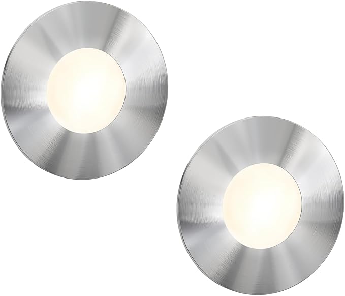 ledscom.de ledscom.de 2 LED traplamp/inbouw wandlamp FEX voor binnen en buiten, rond, roestvrij staal, 85mm Ø, warm wit