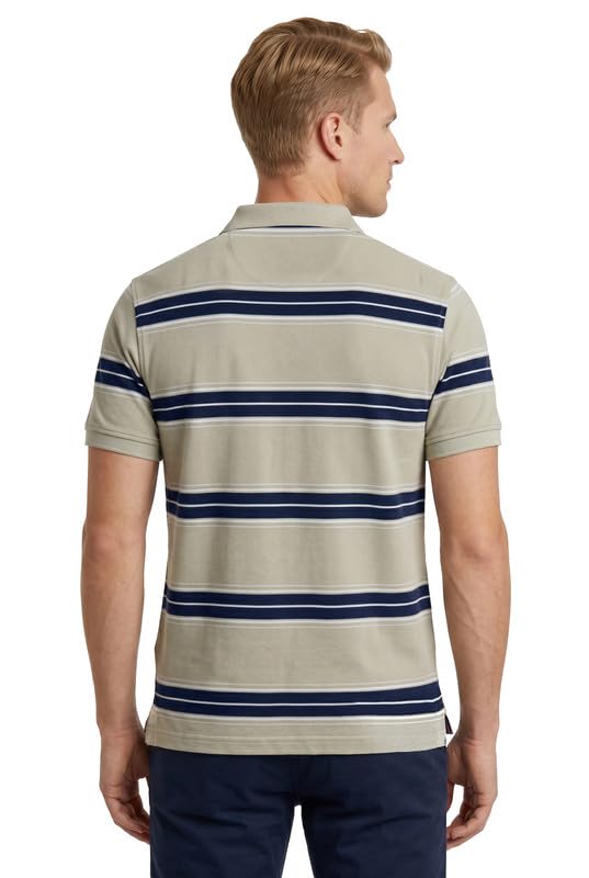 Image of AMERICAN CREW CottonPoly Striped Polo T-Shirt for Men (AC702)