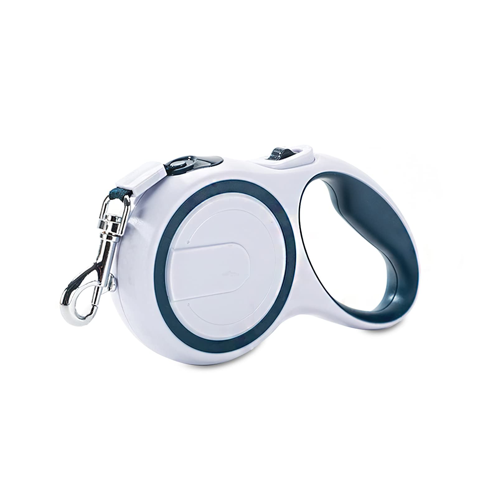 Galatée Retractable Dog Lead, One-Button Brake & Lock, 360° Tangle-Free Extendable Dog Leash With High Density Nylon Braided Tape(M, Blue & White)
