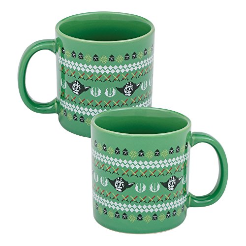 Vandor Star Wars Ugly Sweater 20 Ounce Ceramic Mug, Green