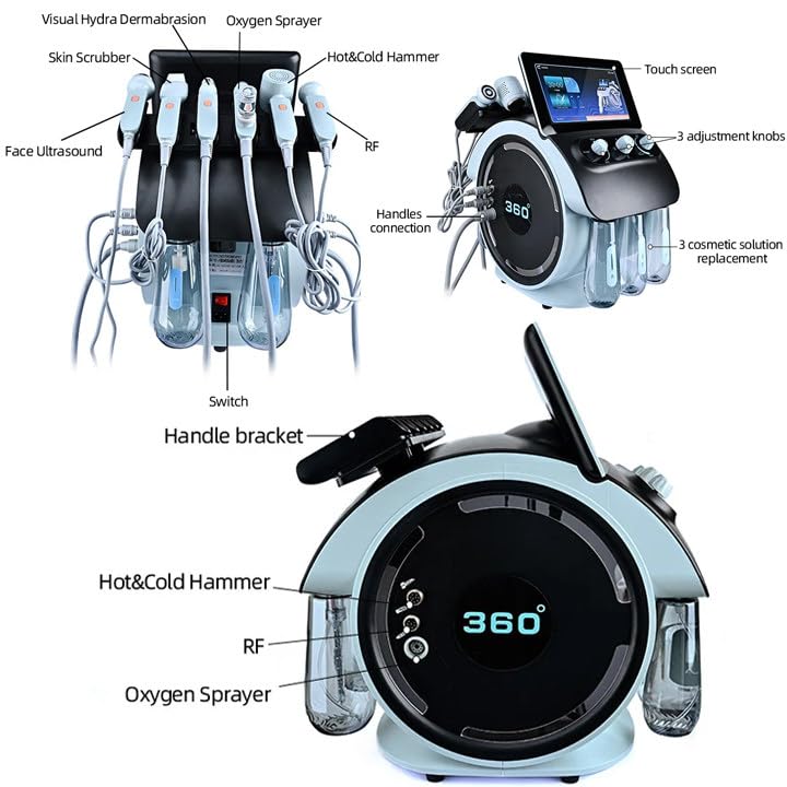 6-in-1 Deep Cleansing Facial Machine W/ 6 Working Head, Hydrodermabrasion Beauty Machine, Removes Blackheads And Smoothes Fine Lines, Leaving Skin Delicate And Smooth Blue