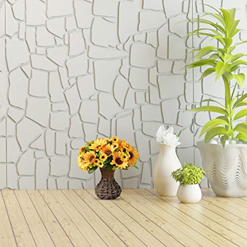 Vase With Fall Artificial Flowers Arrangement，Fake Silk Sunflower In Handmade Vase For Home, Kitchen Or Office Decoration (Yellow Sunflower) #TOP2