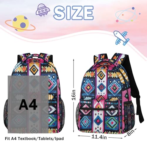 Kids Backpacks for Boys Girls - 16 Inch Western Aztec Schoolbag Lightweight Waterproof Book Bag for Preschool, Kindergarten, Elementary Back to School Children2