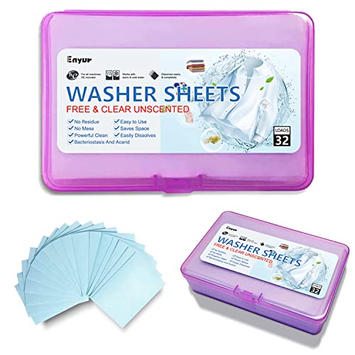 Enyur Unscented Laundry Detergent Sheets Travel Laundry Detergent Strips Eco-friendly Laundry Detergent Laundry Power 32 Sheets