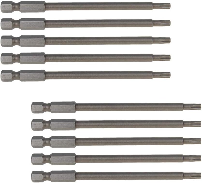 Utoolmart Torx Screwdriver Bits, T20 Magnetic Torx Head Screw Driver Bit, with 1/4 Inch Hex Shank, 100mm Length S2 Steel Screw Driver Kit Tools, for Repair Work, 10 Pcs