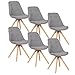 WOLTU BH54gr-6 Set di 6 Sedie per Sala da Pranzo Soggiorno Moderne Seduta Imbottita con Schienale Senza Braccioli in Tessuto di Lino Grigio