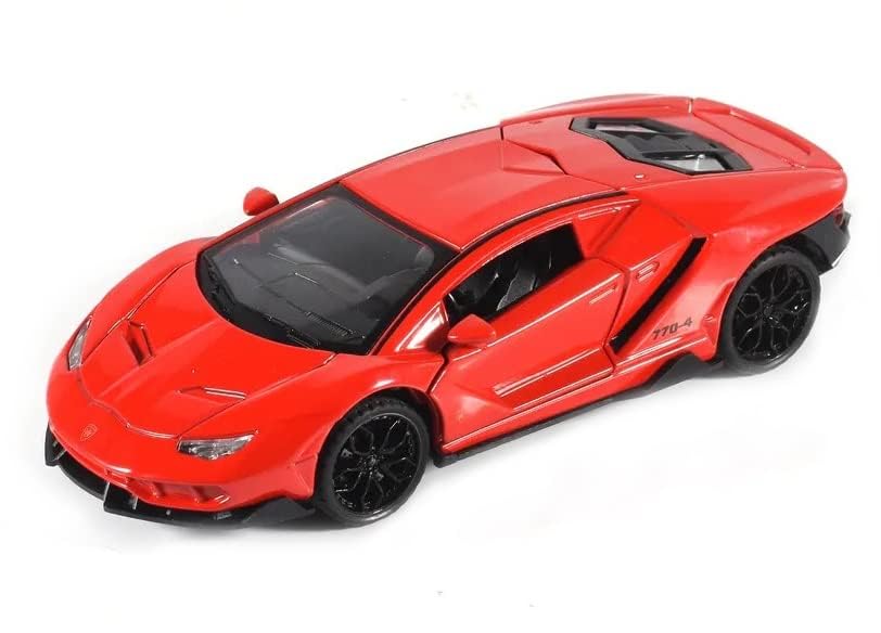 Image of Metal car Toy Lamborgheni LP770 Alloy Diecast Collectible Toy Vehicle with Light and Sound Pull Back Toy Car for Boys (Red)