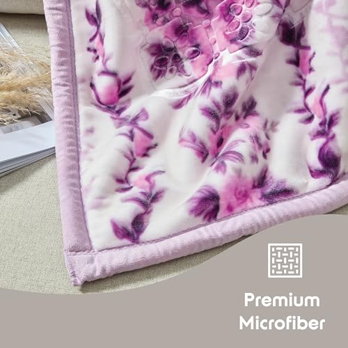 Image of Nestl Korean Mink Blanket Queen Size - 9 Lbs Velvet Fleece Korean Blanket - 2 Ply Warm & Thick Winter Blanket - Wrinkle & Fade Resistant - 79 x 94 Inches (Lvender)