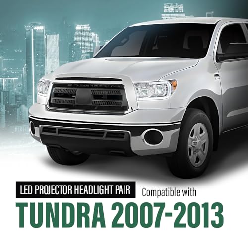 Image of GRAND ORANGE LED Headlight Assembly Assemblies Compatible with Toyota Tundra 2007-2013 /Fit Toyota Sequoia 2008-2017 Driver & Passenger Side Chrome Headlamps TO2502171 TO2503171 811500C051 811100C051