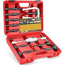 KOOPOOL Slide Hammer Pilot Insert for Effortless Inner Internal Bearing Removal Tool Set, 16-Piece Blind Hole Collet Bearing Race & Seal Puller Extractor Kit Red