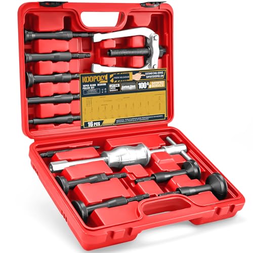 KOOPOOL 16Pc Blind Hole Bearing Puller Kit – Slide Hammer, Collet Set (Red) by KOOPOOL - Used condition - US$47.49