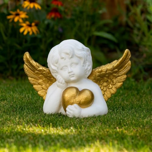 Estatua de Querubín con Corazón para Jardín 15 pulgadas miniatura 1