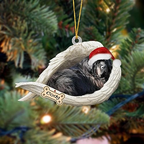 NAZENTI Adorno personalizado de Terranova Dormir en alas de ángel – Adorno de Navidad personalizado para los amantes de las mascotas, colgante acrílico impreso en 2D, regalos para los amantes de los NAZENTI Adorno personalizado de Terranova Dormir en alas de ángel – Adorno de Navidad personalizado para los amantes de las mascotas, colgante acrílico impreso en 2D, regalos para los amantes de los