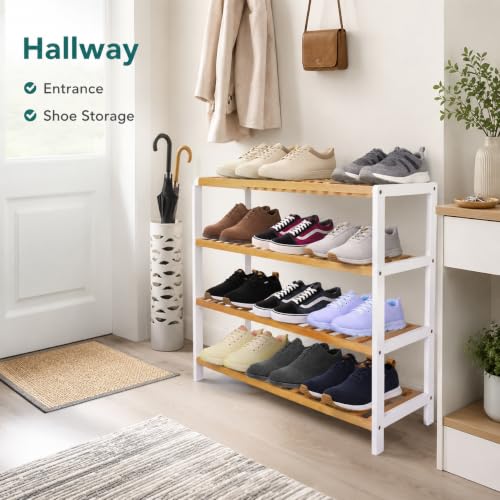 Image of 1ABOVE 4-Tier Shoe Storage Rack | Space-Saving Free-Standing Shoe Organizer | Durable Metal Frame with Open Shelves | Ideal for Entryway, Closet, Bedroom