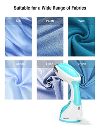 BEAUTURAL 1200-Watt Handheld Steamer for Clothes,30 Second Heat-up,8.79 Fluid Ounce Water Tank,Aqua