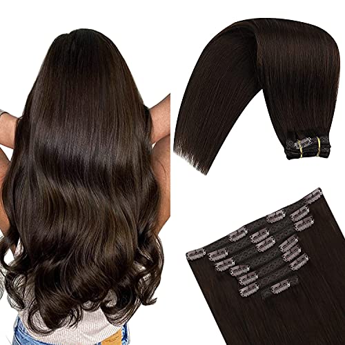 Youngsee Remy Hair Extensions Clip in Human Hair 22 Inch Clip in Hair Extensions brown #4 Real Hair Extensions Clip in Human Hair 100G 7PCS