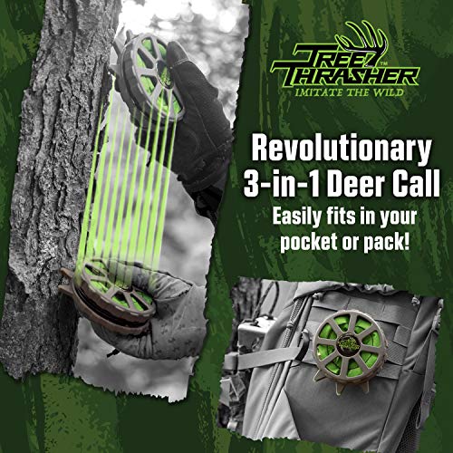 Tree Thrasher Game Call - Whitetail Deer Hunting Gear and Accessories for Men and Women - Makes Realistic Ground Noise, Antlers Scratching, and Thrashing - Attach on Tree Stands, Backpacks, or Pockets